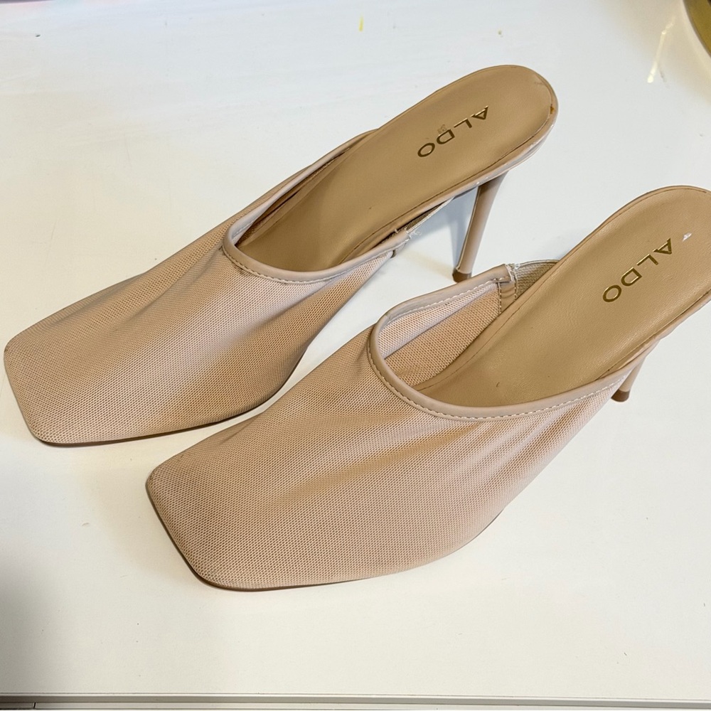 ALDO Women's Nude Mesh Heels Mules 10